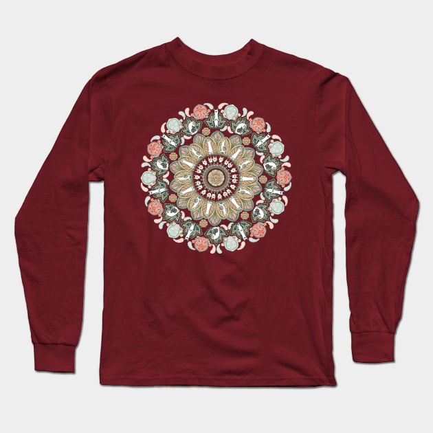 Llama Yoga Mandala Long Sleeve T-Shirt by huebucket